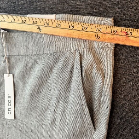 Chicos Linen-Blend Stretch Amelia Stripe Pants Size 3 - Picture 9 of 16